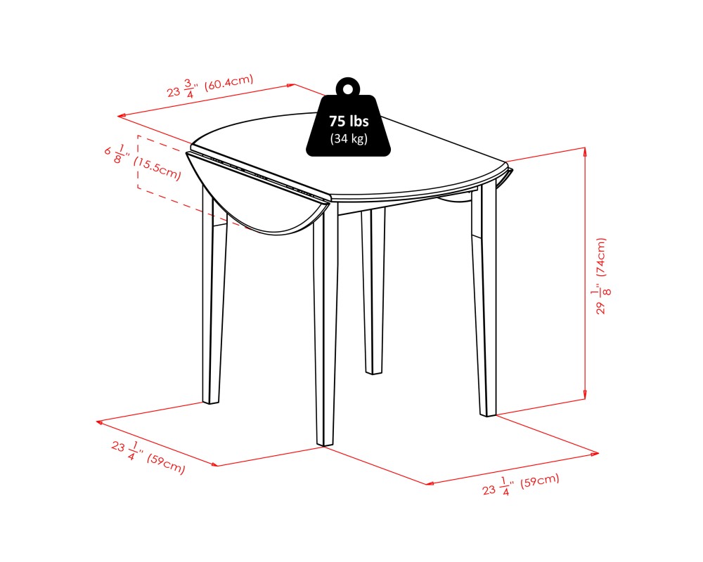 Clayton Extendable Dining Table with 2 Keyhole Back Chairs, 36' Wide, 29' High, Walnut