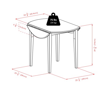 Clayton Extendable Dining Table with 2 Keyhole Back Chairs, 36' Wide, 29' High, Walnut