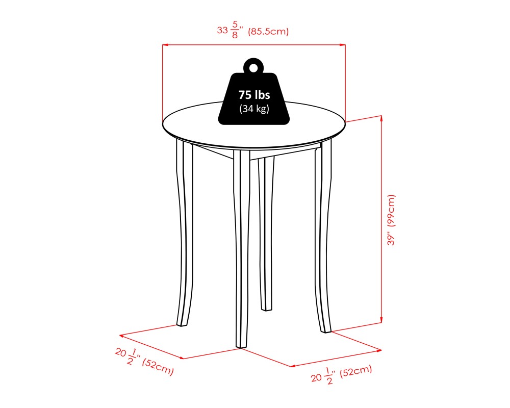 Fiona High Round Dining Table with 2 Ladder-Back Bar Stools, 39' High, 34' Wide, Walnut