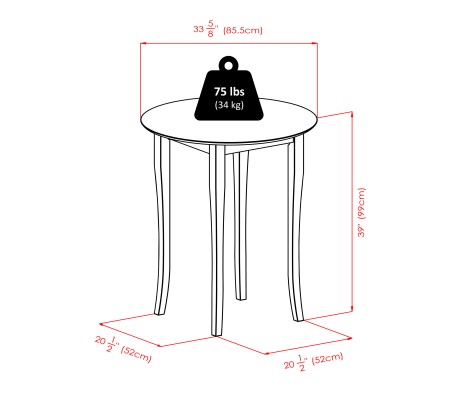 Fiona High Round Dining Table with 2 Ladder-Back Bar Stools, 39' High, 34' Wide, Walnut