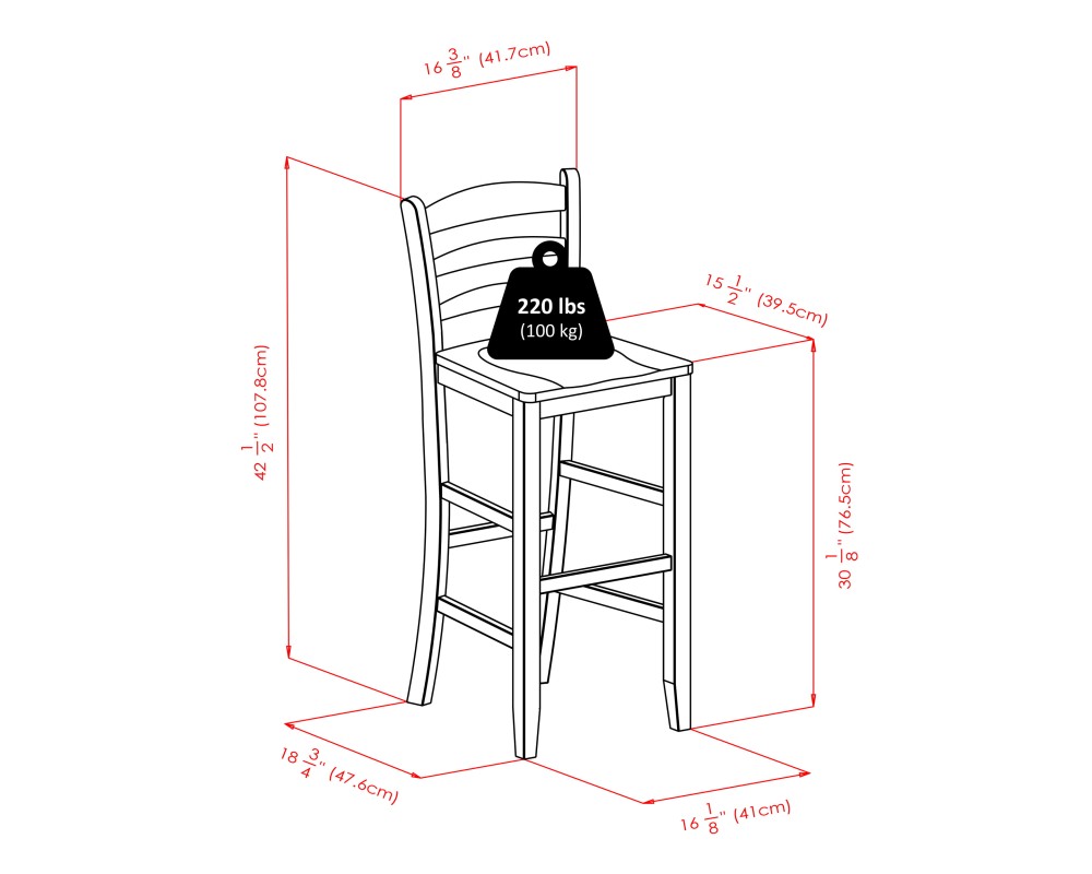 Fiona High Round Dining Table with 2 Ladder-Back Bar Stools, 39' High, 34' Wide, Walnut