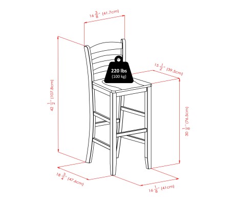 Fiona High Round Dining Table with 2 Ladder-Back Bar Stools, 39' High, 34' Wide, Walnut