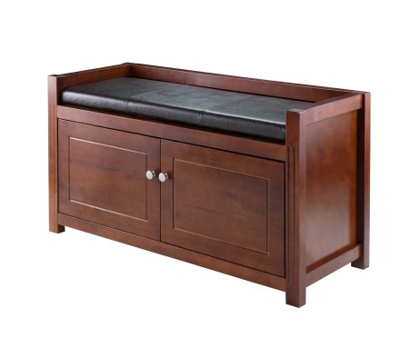 Charleston 2-Compartment Storage Bench with Seat Cushion, 40 Wide, 22 High, Espresso and Walnut