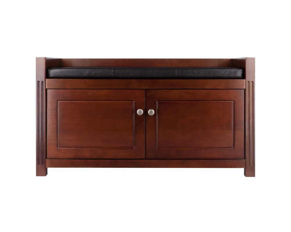 Charleston 2-Compartment Storage Bench with Seat Cushion, 40 Wide, 22 High, Espresso and Walnut