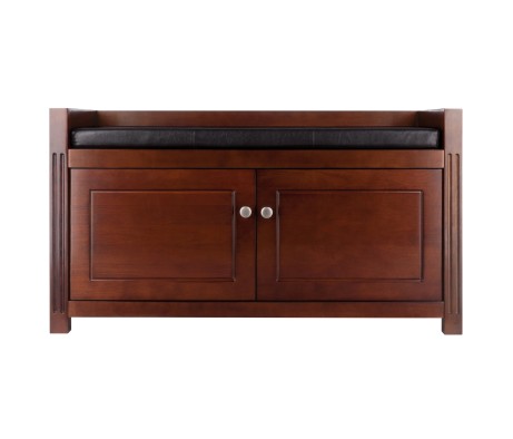 Charleston 2-Compartment Storage Bench with Seat Cushion, 40 Wide, 22 High, Espresso and Walnut