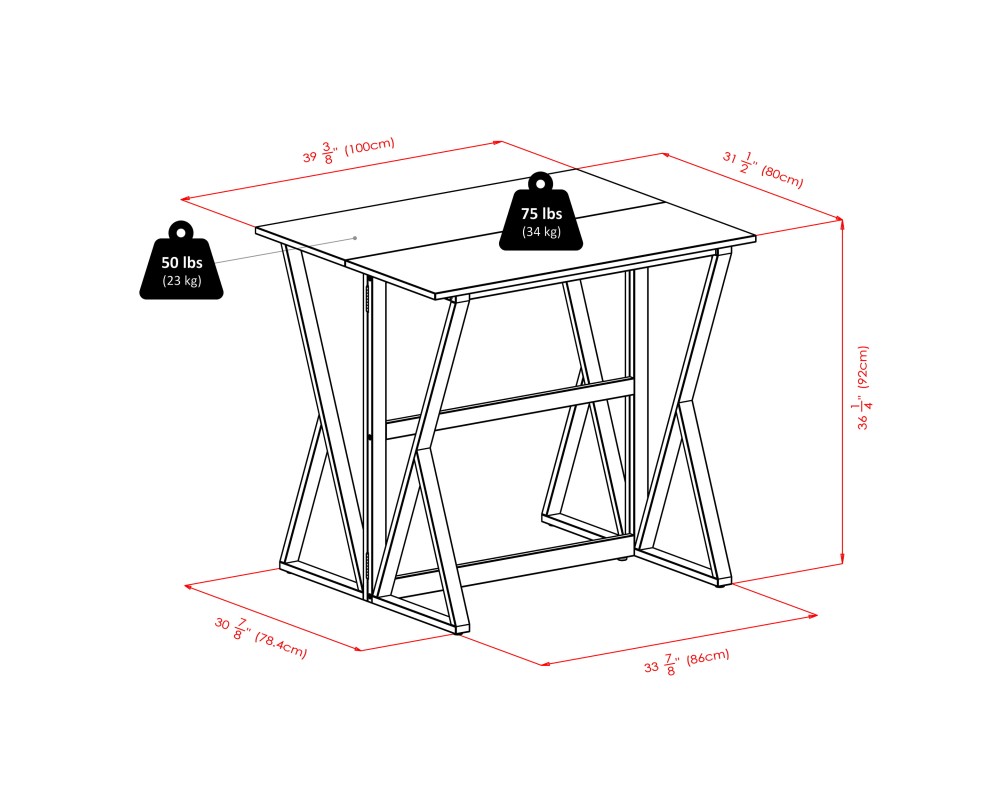 Harrington High Foldable Dining Table with 2 Rush-Seat Bar Stools, 36' High, 39' Wide, Walnut and Natural