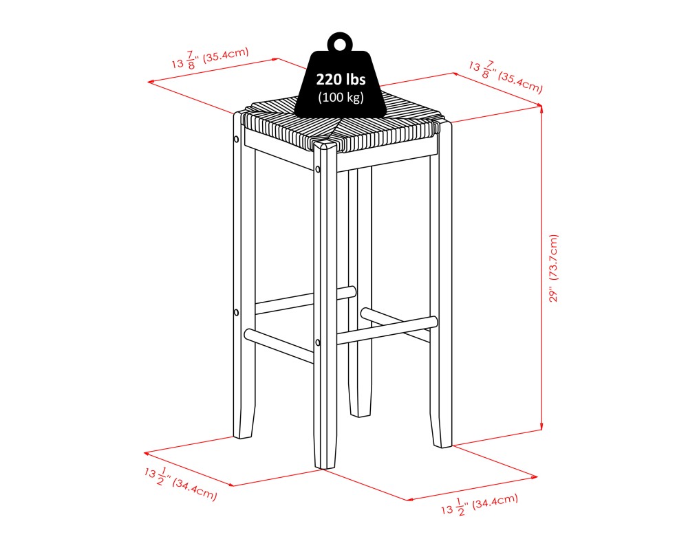 Harrington High Foldable Dining Table with 2 Rush-Seat Bar Stools, 36' High, 39' Wide, Walnut and Natural