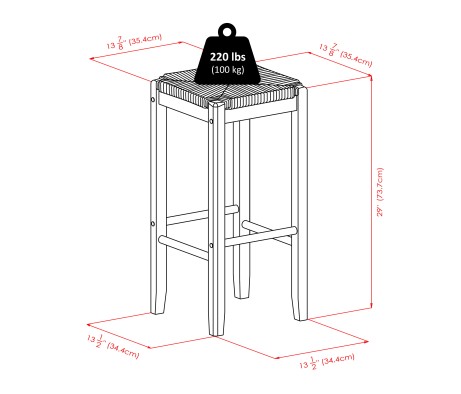Harrington High Foldable Dining Table with 2 Rush-Seat Bar Stools, 36' High, 39' Wide, Walnut and Natural