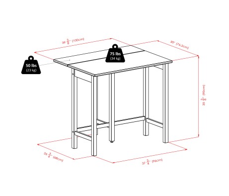 Lynnwood Extendable High Dining Table with 2 Round Stools, 35' High, 39' Wide, Walnut