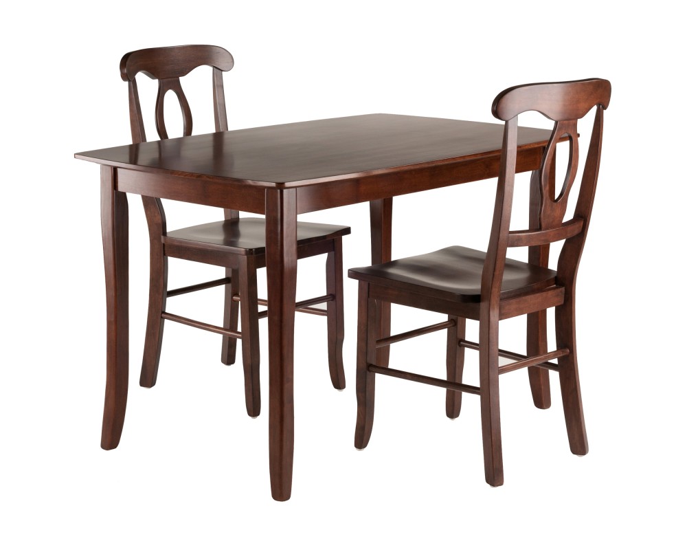 Inglewood Dining Table with 2 Keyhole-Back Chairs, 47' Wide, Walnut
