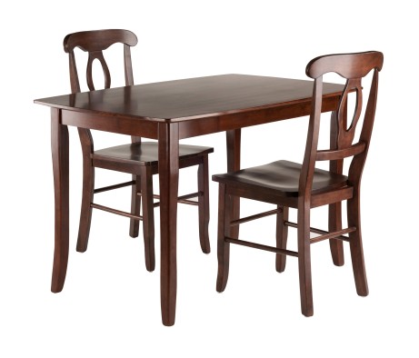 Inglewood Dining Table with 2 Keyhole-Back Chairs, 47' Wide, Walnut