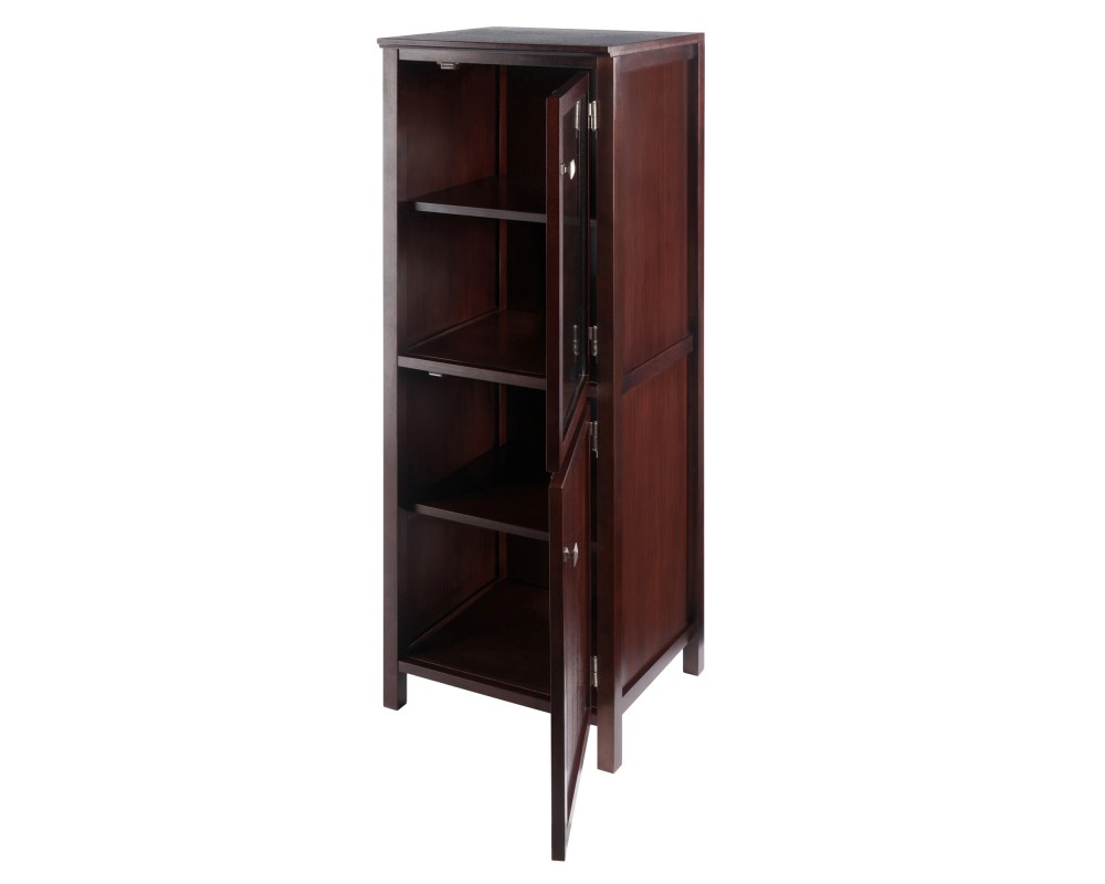 Brooke Jelly Cupboard with Tempered Glass Display Cabinet, 47' High, 17' Wide, Walnut