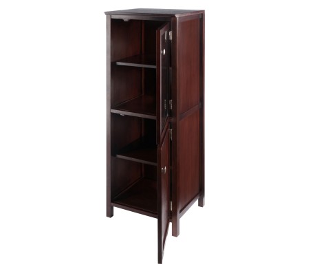 Brooke Jelly Cupboard with Tempered Glass Display Cabinet, 47' High, 17' Wide, Walnut