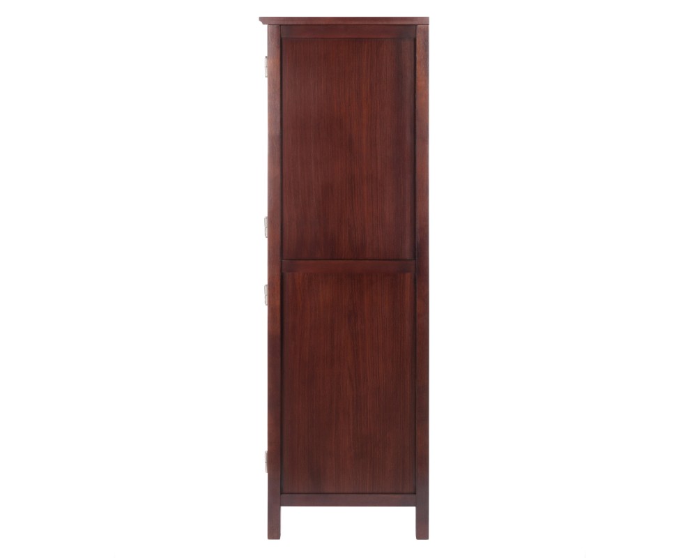 Brooke Jelly Cupboard with Tempered Glass Display Cabinet, 47' High, 17' Wide, Walnut