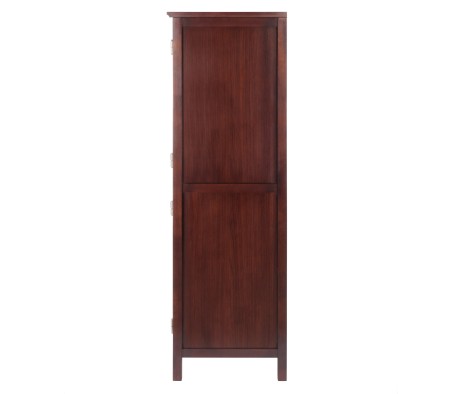Brooke Jelly Cupboard with Tempered Glass Display Cabinet, 47' High, 17' Wide, Walnut