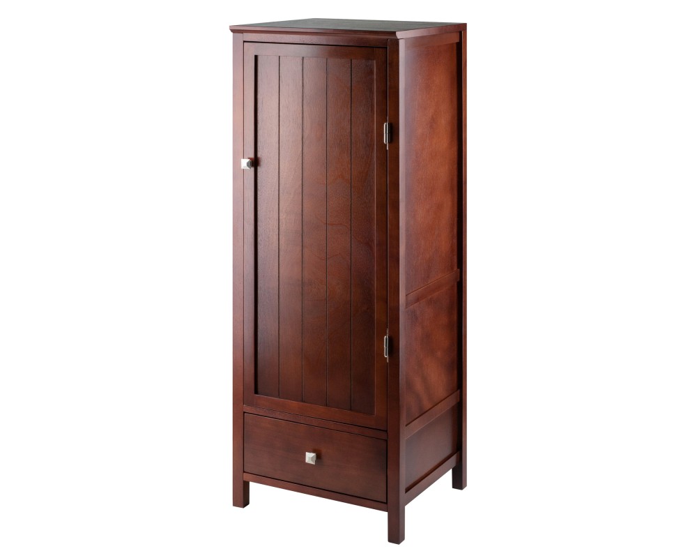 Brooke 3-Section Jelly Cupboard with Single Drawer, 47' High, 17' Wide, Walnut