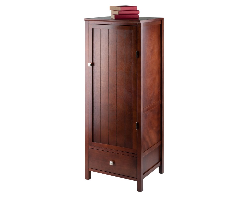 Brooke 3-Section Jelly Cupboard with Single Drawer, 47' High, 17' Wide, Walnut