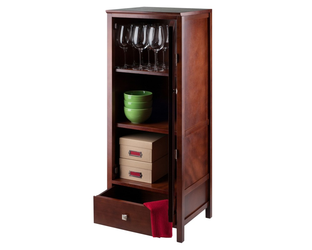 Brooke 3-Section Jelly Cupboard with Single Drawer, 47' High, 17' Wide, Walnut