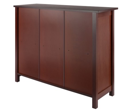 Milan 2-Tier Wide Storage Shelf with 3 Foldable Corn Husk Baskets, Walnut