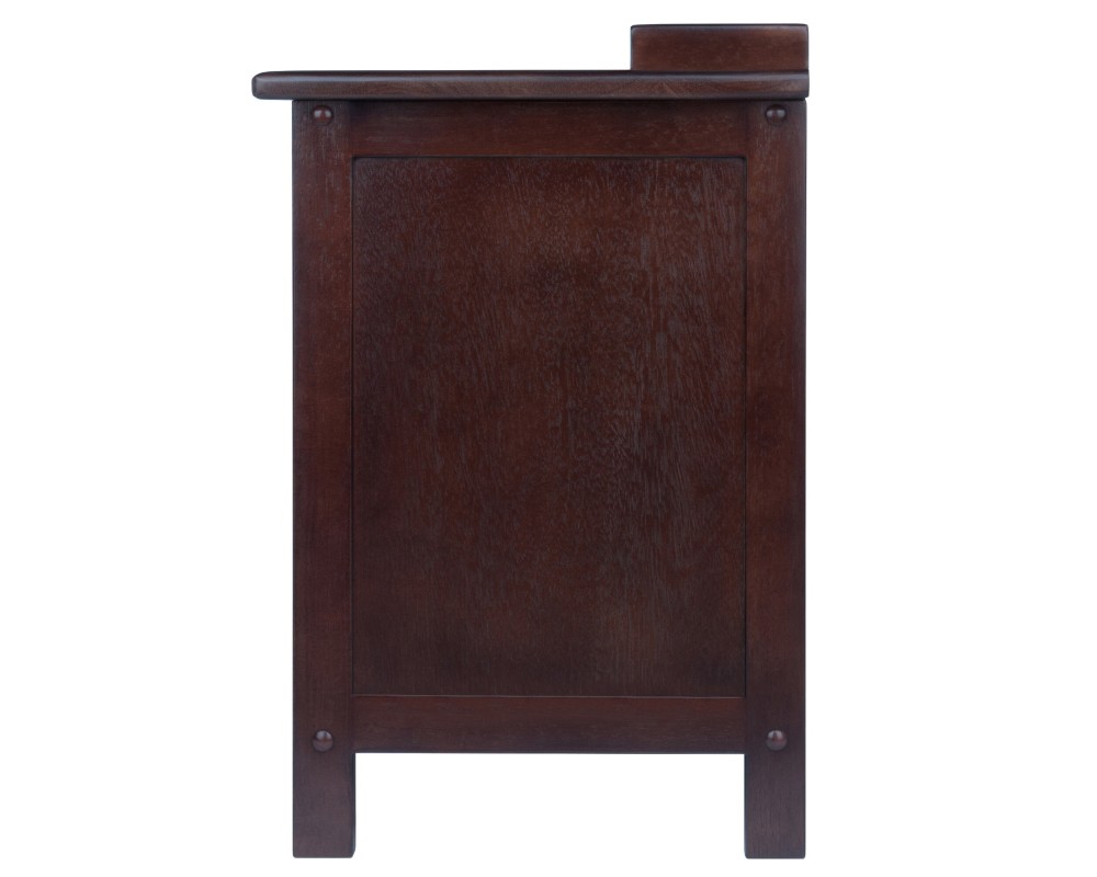 Adriana Storage Bench with 3 Drawers, 3 Woven Rope Baskets, 38 Wide, 22 High, Walnut