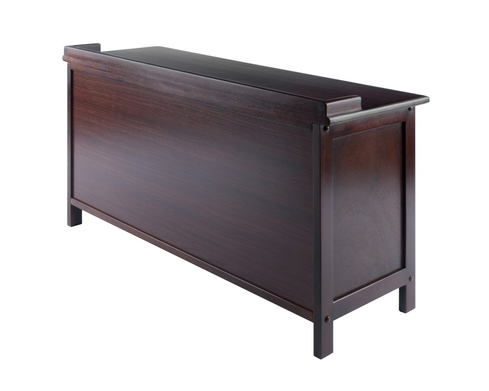 Adriana Storage Bench with 3 Drawers, 3 Woven Rope Baskets, 38 Wide, 22 High, Walnut