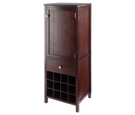 Brooke Jelly Cupboard with Wine Grid, 47' High, 17' Wide, Walnut