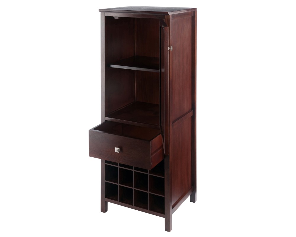 Brooke Jelly Cupboard with Wine Grid, 47' High, 17' Wide, Walnut