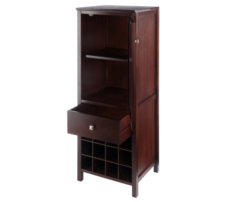 Brooke Jelly Cupboard with Wine Grid, 47' High, 17' Wide, Walnut