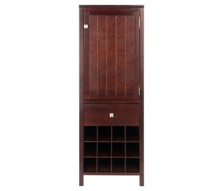 Brooke Jelly Cupboard with Wine Grid, 47' High, 17' Wide, Walnut