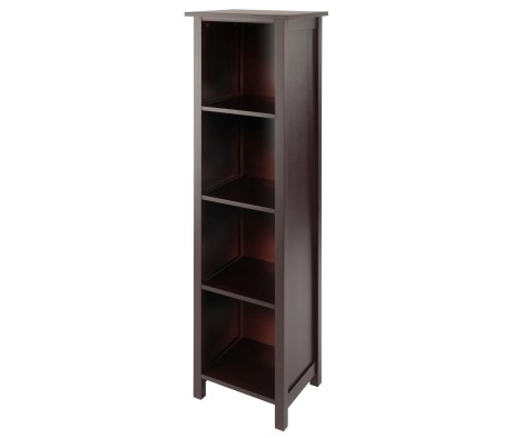 Milan 4-Tier Tall Storage Shelf, 56' High, 16' Wide, Walnut