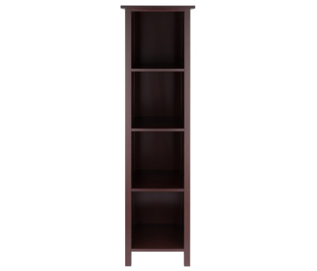 Milan 4-Tier Tall Storage Shelf, 56' High, 16' Wide, Walnut