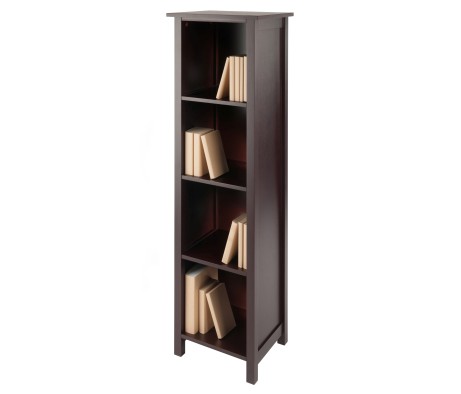 Milan 4-Tier Tall Storage Shelf, 56' High, 16' Wide, Walnut