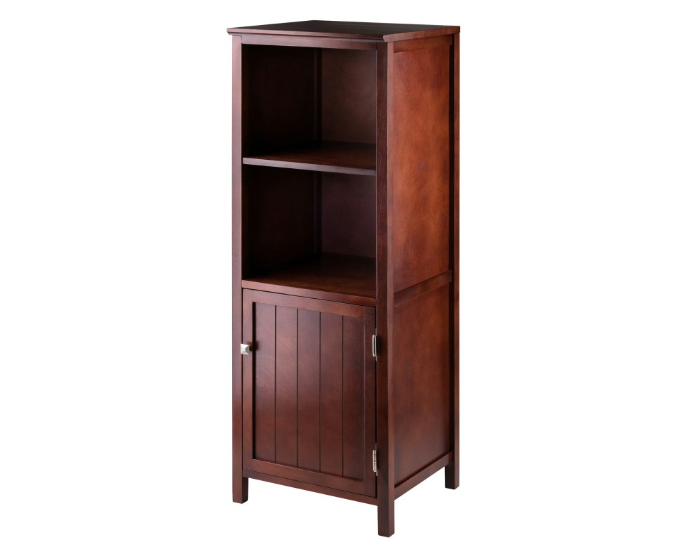 Brooke Jelly Cupboard with Open Shelf Cabinet, 47' High, 17' Wide, Walnut