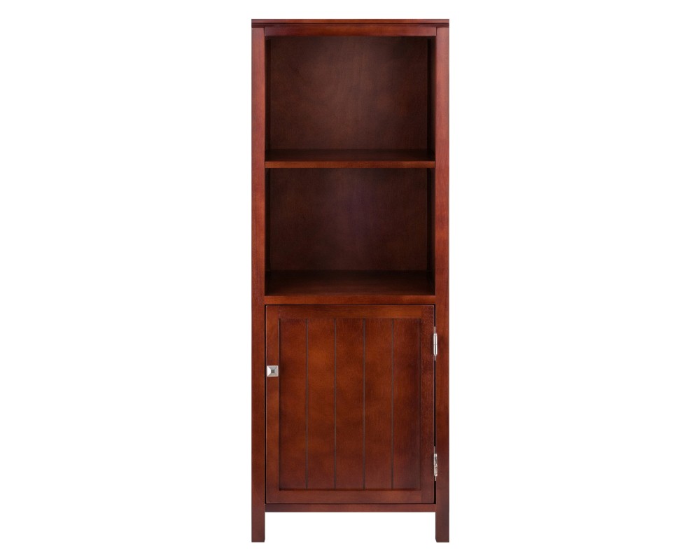 Brooke Jelly Cupboard with Open Shelf Cabinet, 47' High, 17' Wide, Walnut