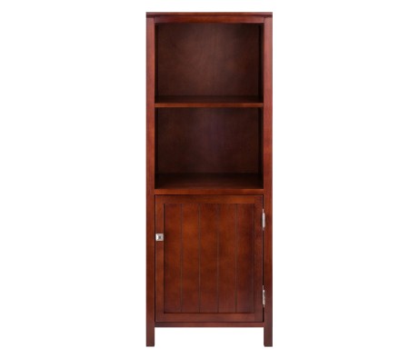 Brooke Jelly Cupboard with Open Shelf Cabinet, 47' High, 17' Wide, Walnut