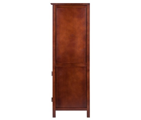 Brooke Jelly Cupboard with Open Shelf Cabinet, 47' High, 17' Wide, Walnut