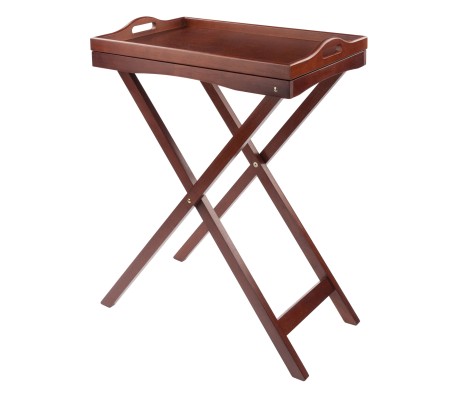 Devon Butler Snack Table with Serving Tray, 30' High, Walnut