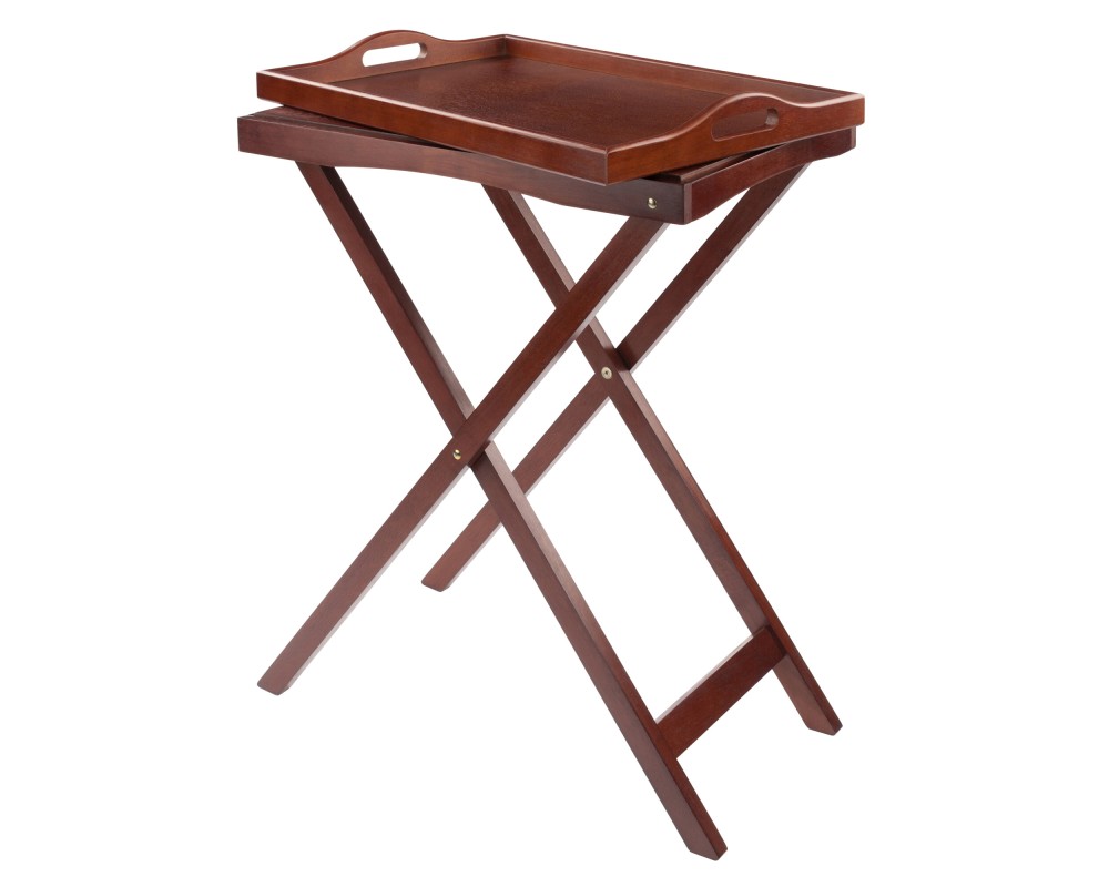 Devon Butler Snack Table with Serving Tray, 30' High, Walnut