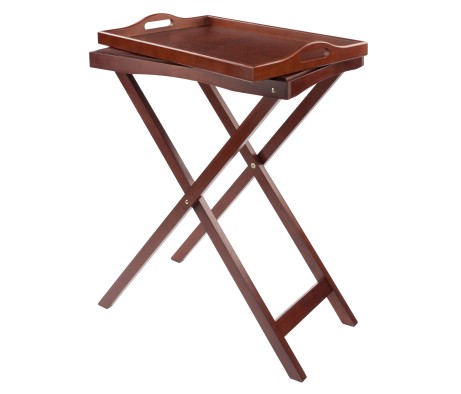 Devon Butler Snack Table with Serving Tray, 30' High, Walnut