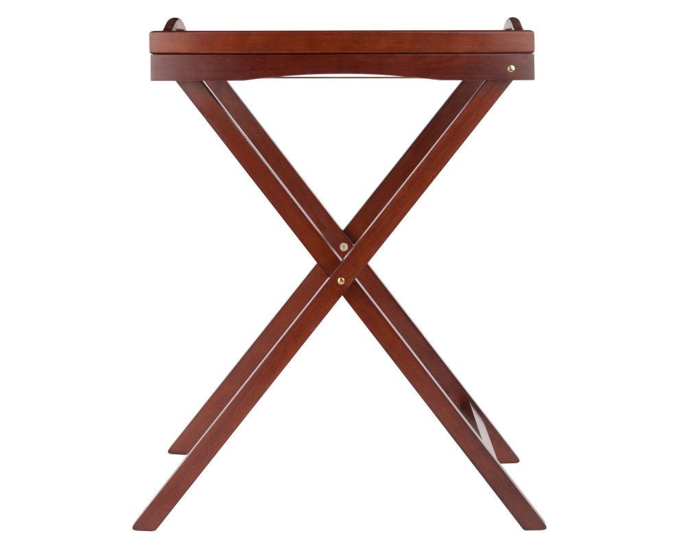 Devon Butler Snack Table with Serving Tray, 30' High, Walnut