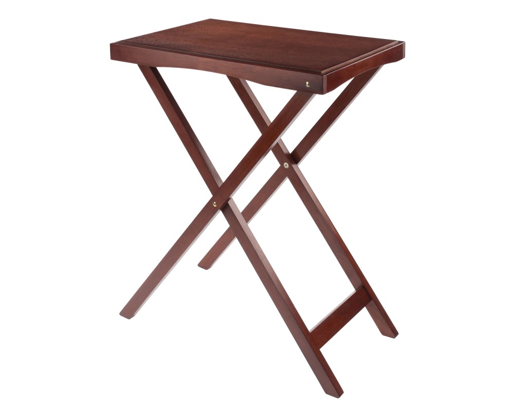 Devon Butler Snack Table with Serving Tray, 30' High, Walnut