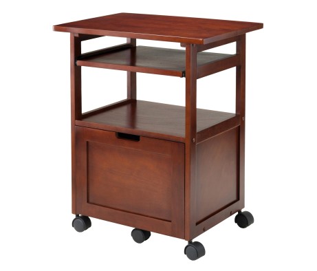 Piper Mobile Work Station with Storage, 30' High, 24' Wide, Walnut