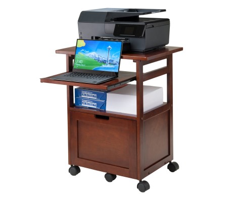 Piper Mobile Work Station with Storage, 30' High, 24' Wide, Walnut