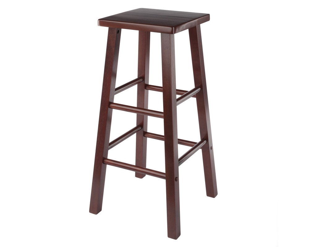 Carrick Square Bar Stool with Footrests, 29' High, 14' Wide, Walnut