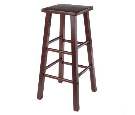 Carrick Square Bar Stool with Footrests, 29' High, 14' Wide, Walnut