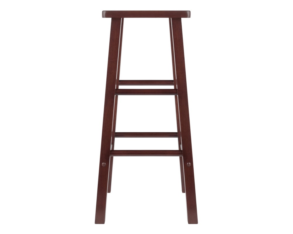 Carrick Square Bar Stool with Footrests, 29' High, 14' Wide, Walnut