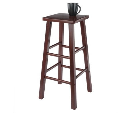 Carrick Square Bar Stool with Footrests, 29' High, 14' Wide, Walnut