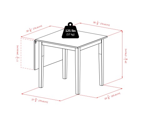 Perrone 3-Pc Drop Leaf Dining Table with 2 Ladder Back Chairs, Walnut