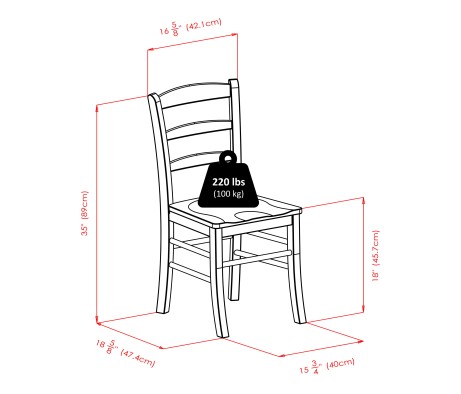 Perrone 3-Pc Drop Leaf Dining Table with 2 Ladder Back Chairs, Walnut