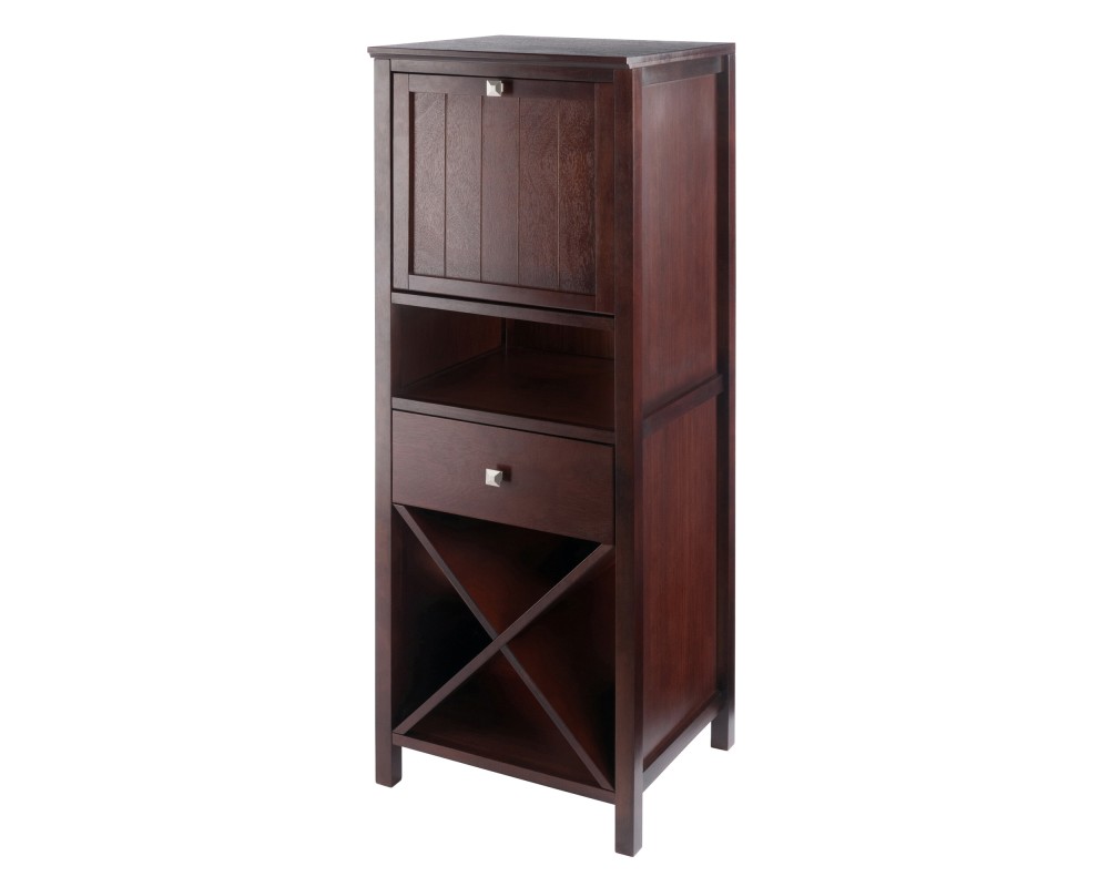 Brooke Jelly Cupboard with X-Rack Wine Storage, 47' High, 17' Wide, Walnut